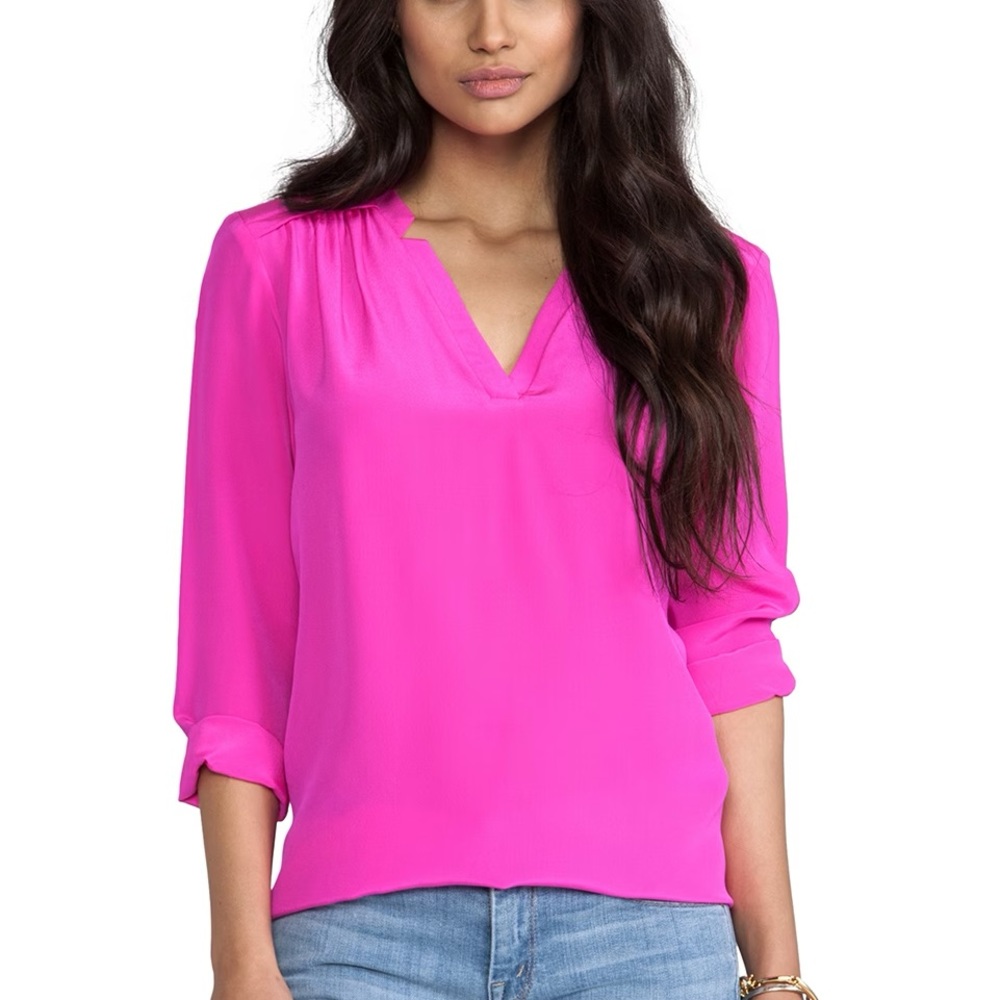 Amanda Uprichard Pink Silk Blouse